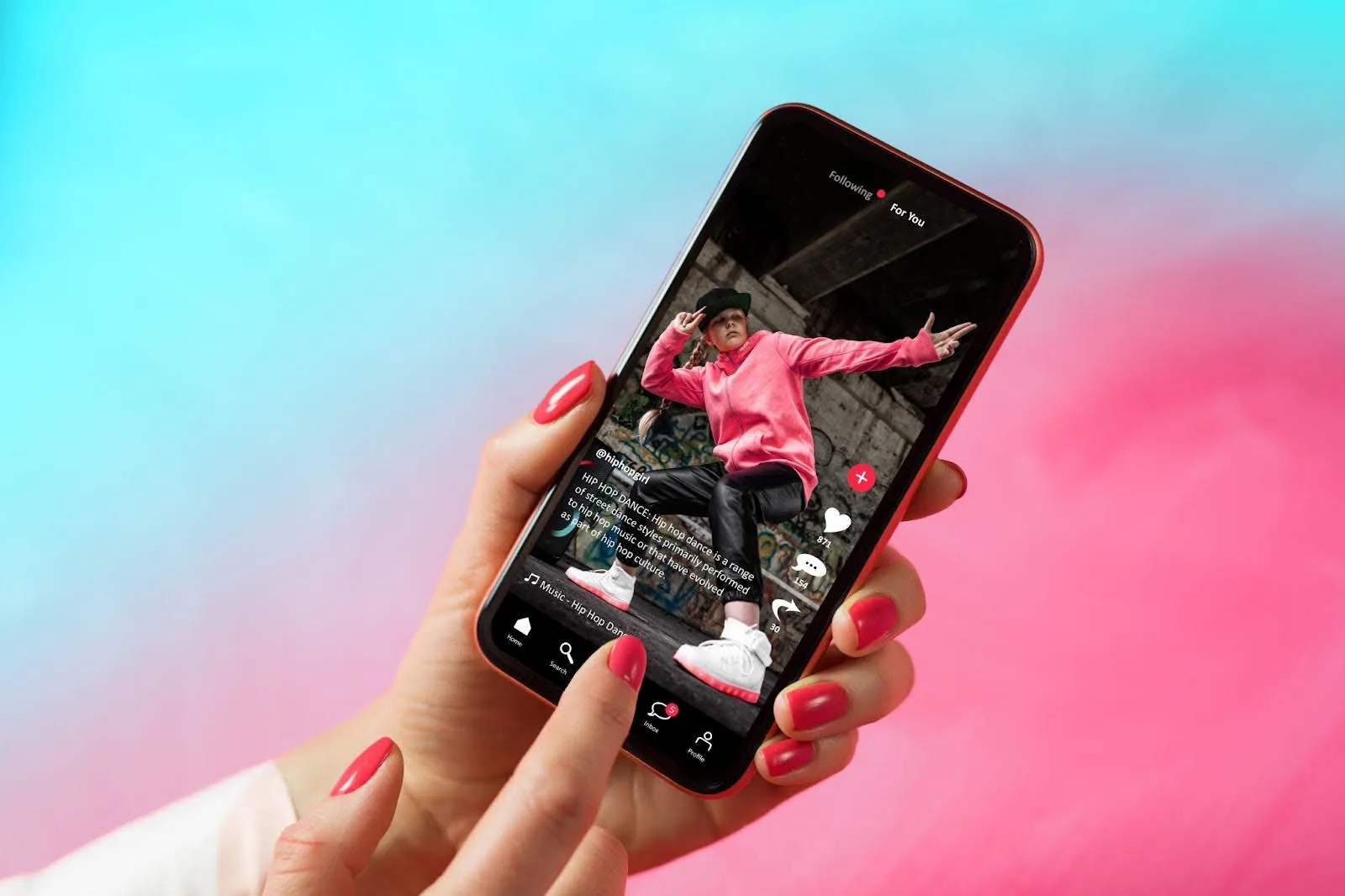 a woman scrolling TikTok