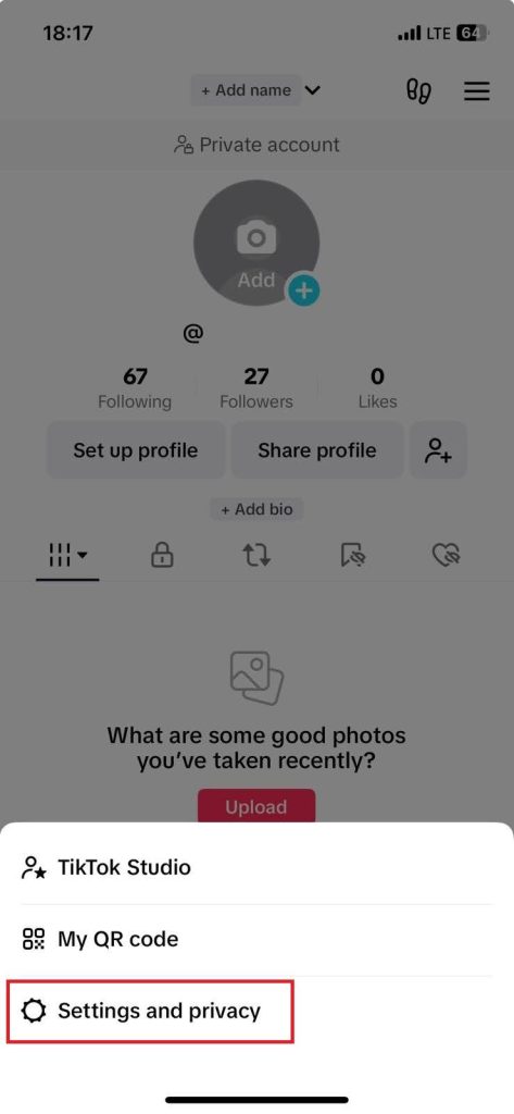 Settings and privacy on TikTok