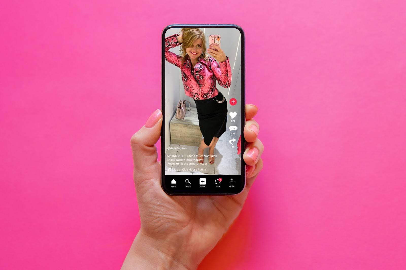 a phone with a tiktok app open