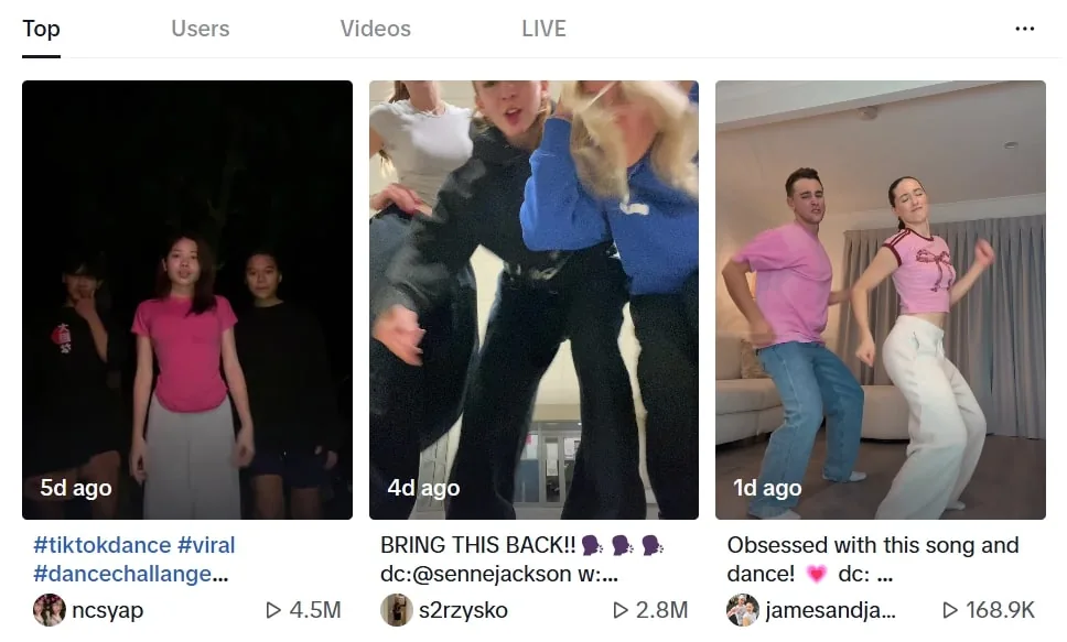 tiktoks with dancing content 