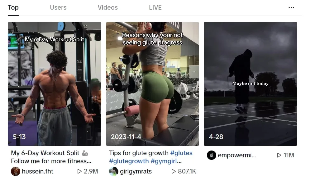 tiktoks with fitness content 