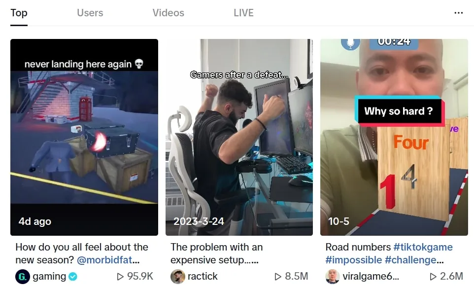 tiktoks with gaming contend