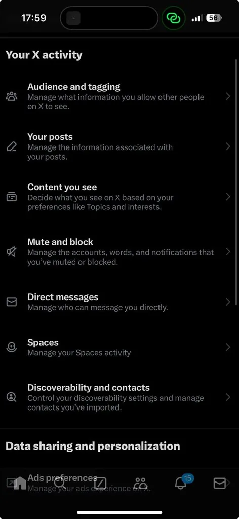 twitter settings