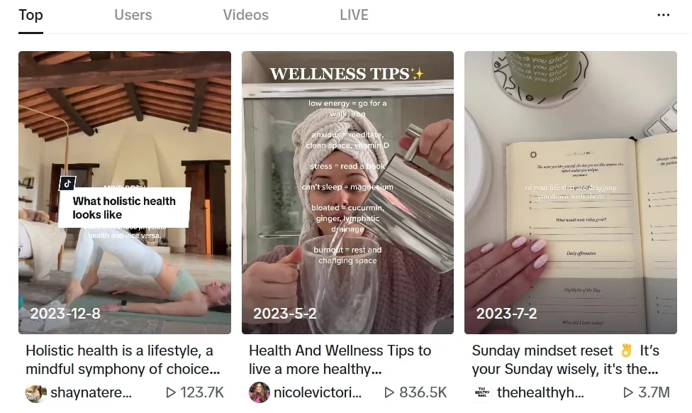 tiktoks with lifestyle content 