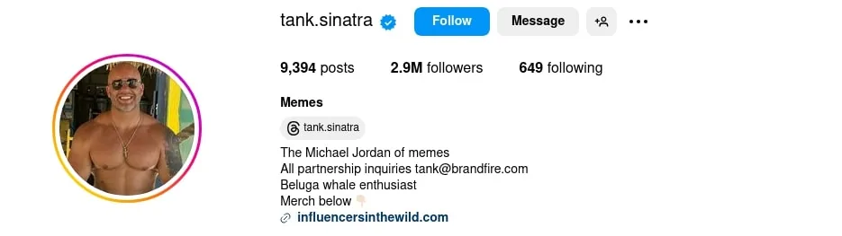 Tank Sinatra’s fun bio