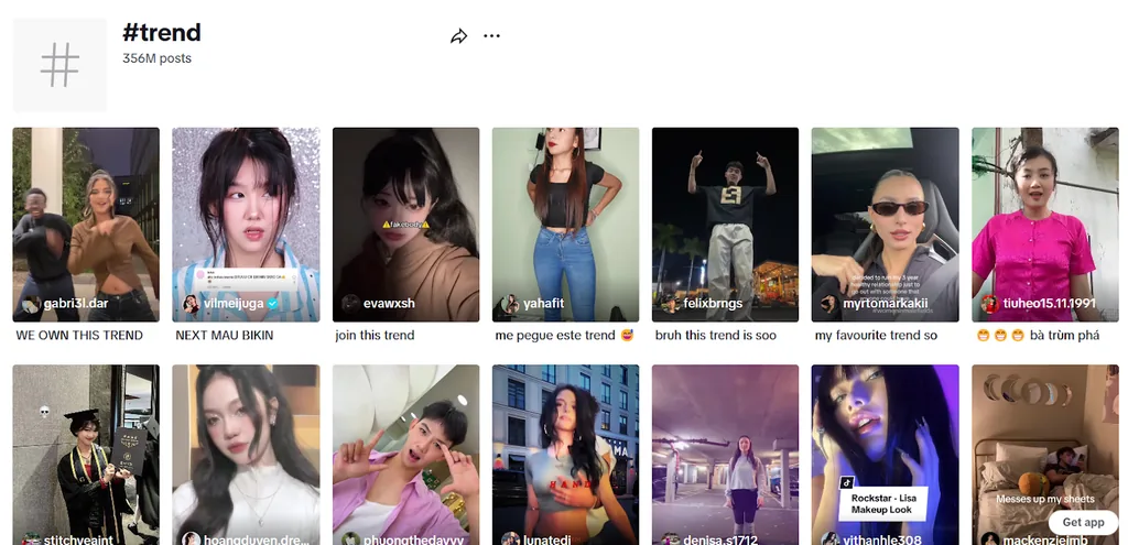 a collection of videos with #trend in the description