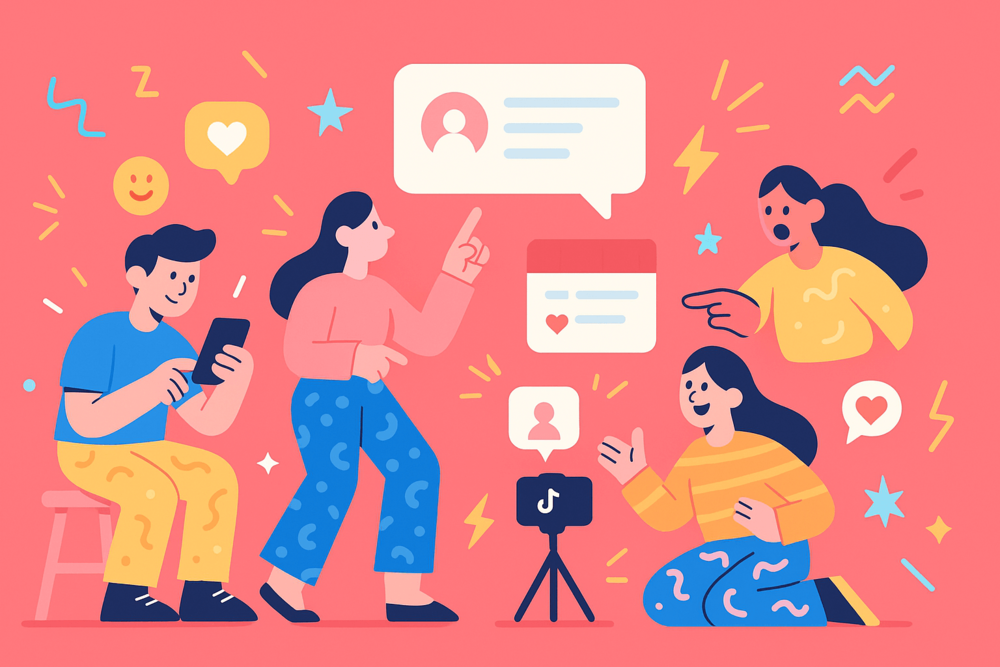 TikTok creators engaging with followers by replying to comments and creating video responses