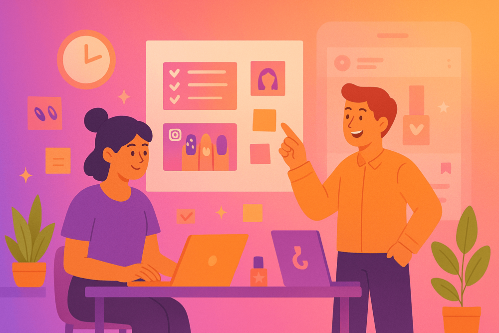 Two creators planning an Instagram post together.