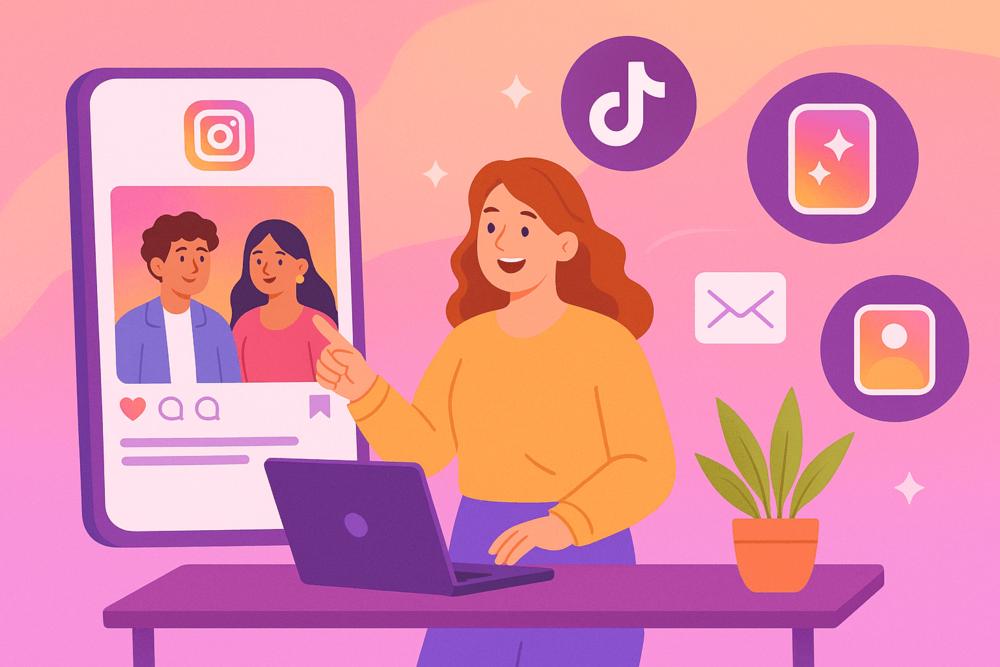Creator promoting an Instagram collab across multiple platforms
