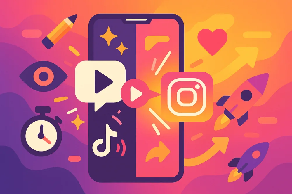 TikTok and Instagram collaboration illustration for Reels hooks