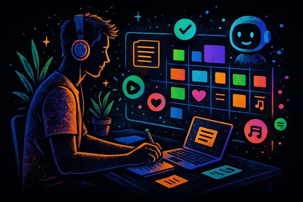 Musician building a digital calendar for music posts.