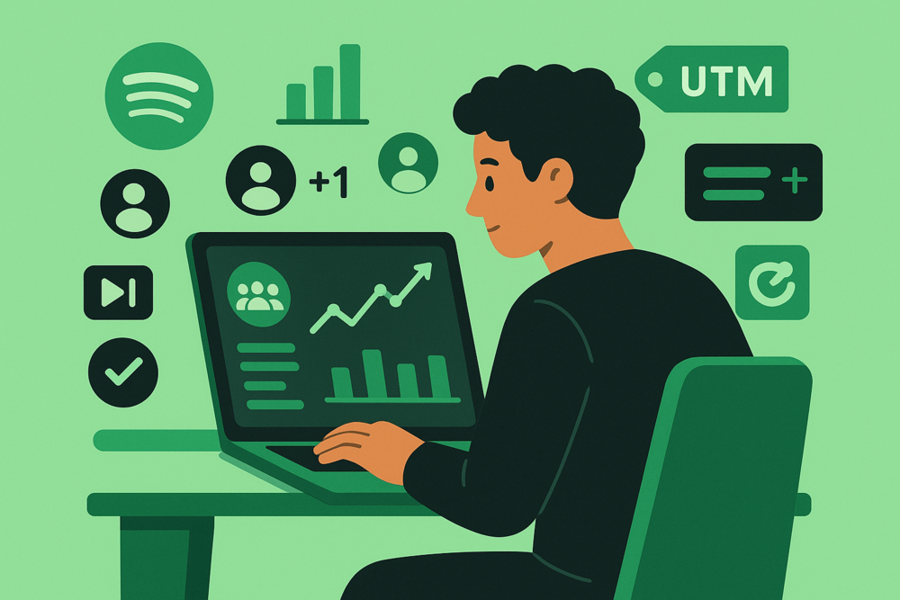 Spotify creator analyzing audience growth and UTM data