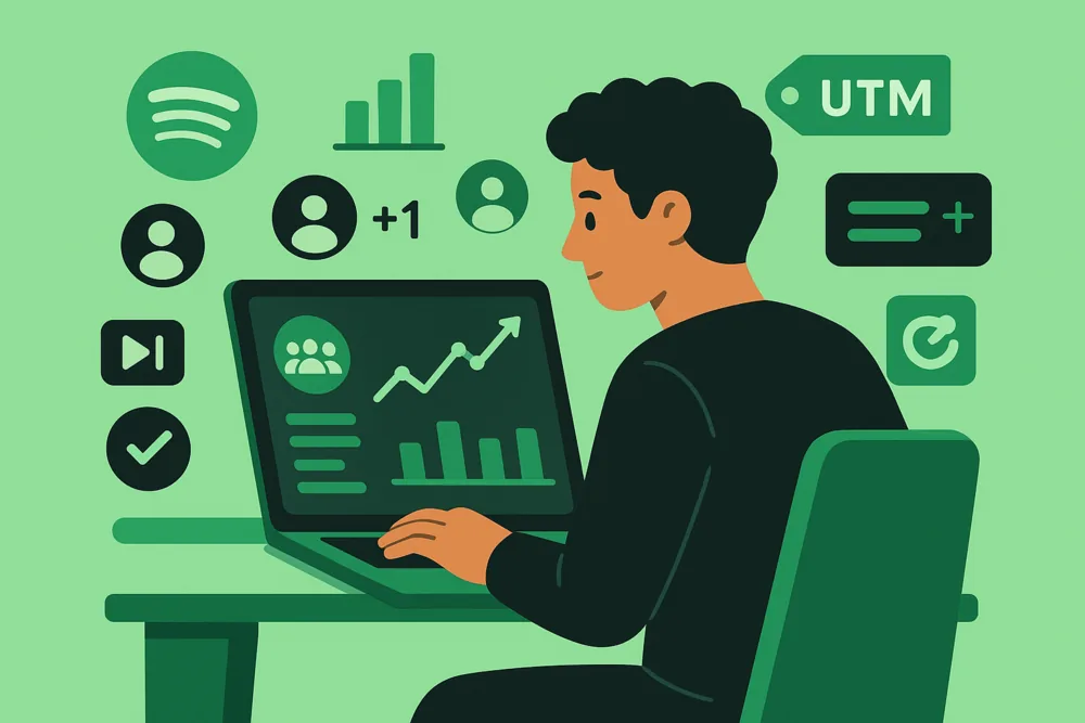 Spotify creator analyzing audience growth and UTM data