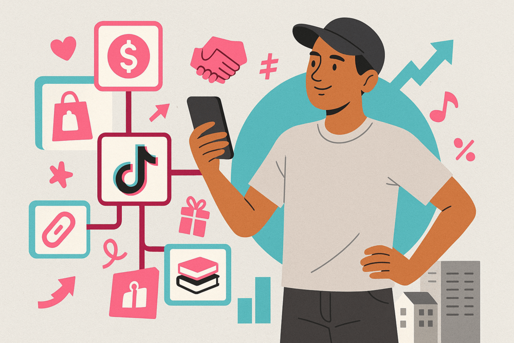 TikTok creator exploring monetization methods like brand deals and affiliate links