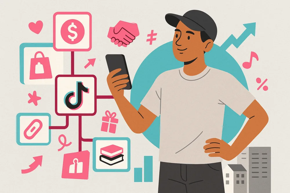 TikTok creator exploring monetization methods like brand deals and affiliate links