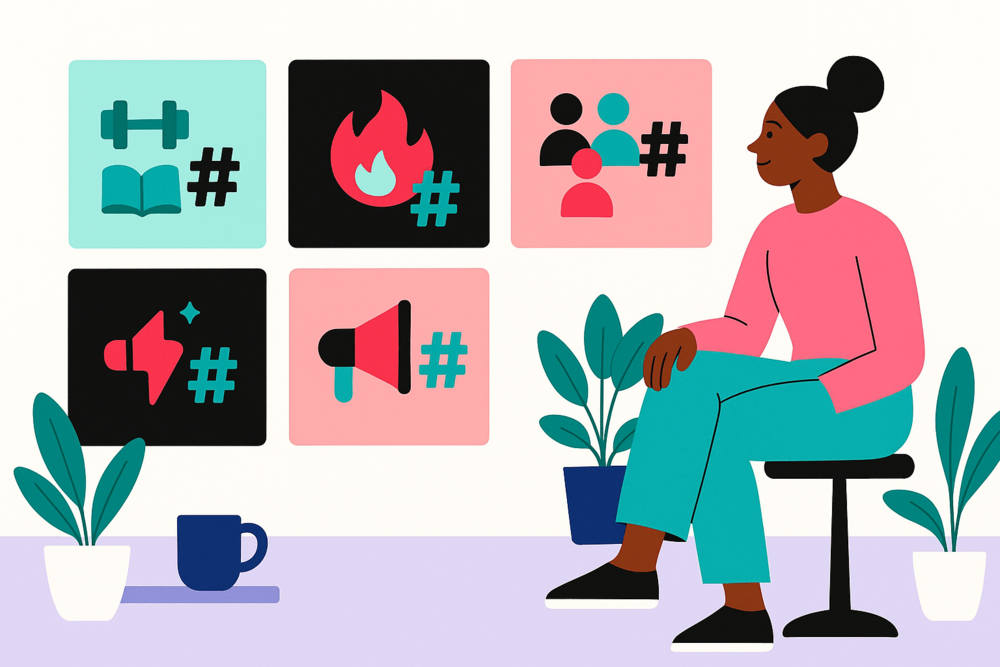Illustration of different types of TikTok hashtags