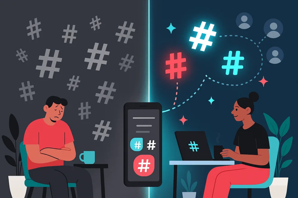 TikTok hashtag myths vs best practices illustration
