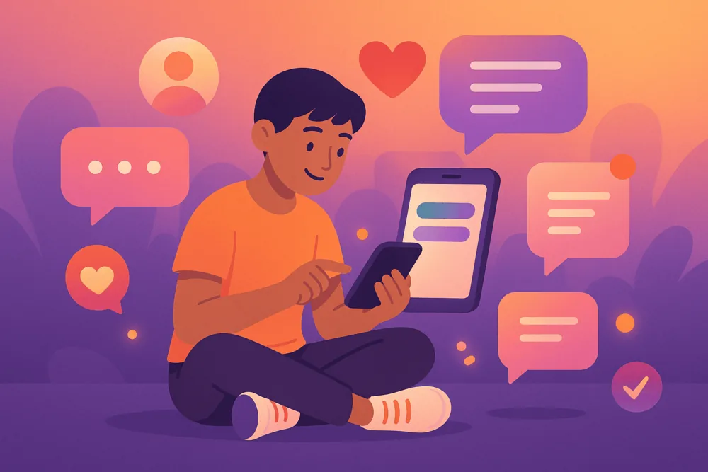 Person engaging with followers on Instagram through messages and comments.