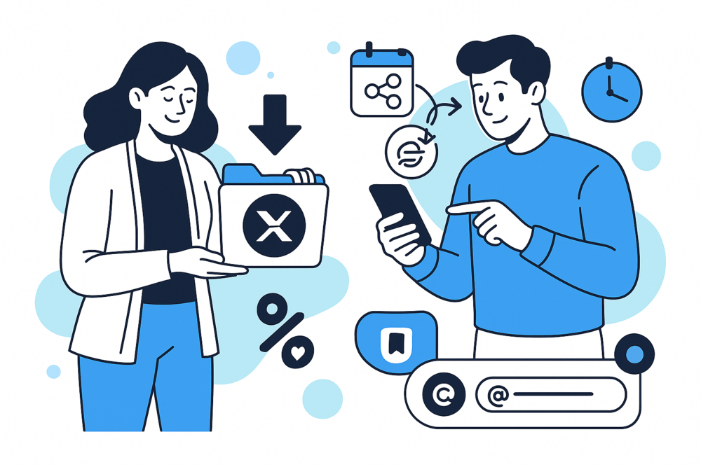Illustration showing steps to prepare before deleting a Twitter (X) account.