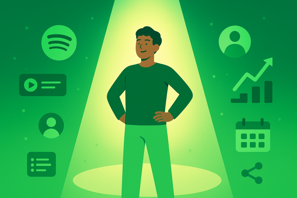 Spotify creator spotlighted with growth and engagement icons