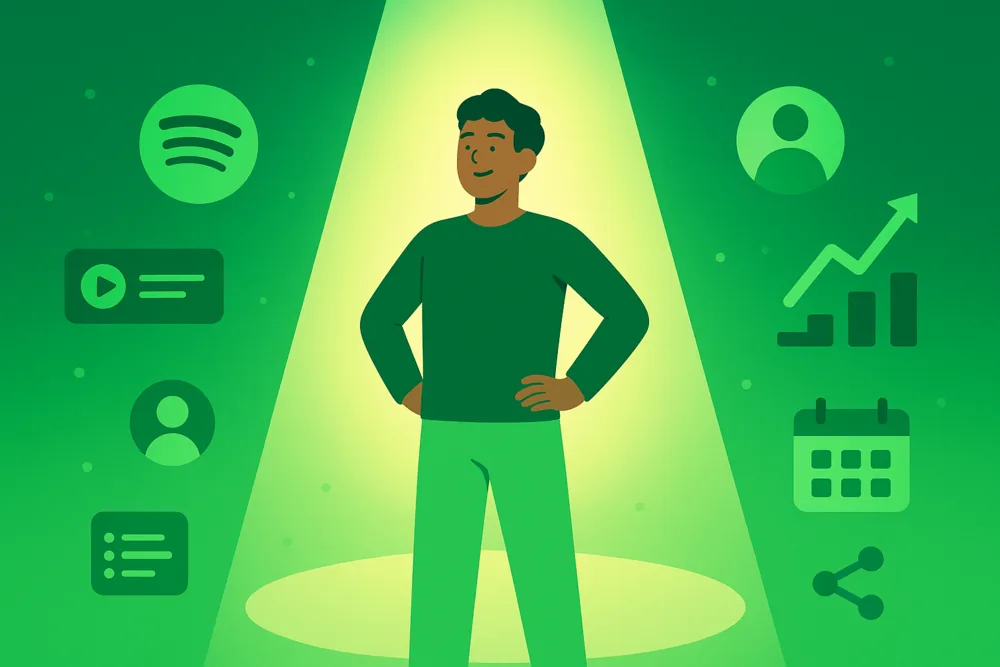 Spotify creator spotlighted with growth and engagement icons