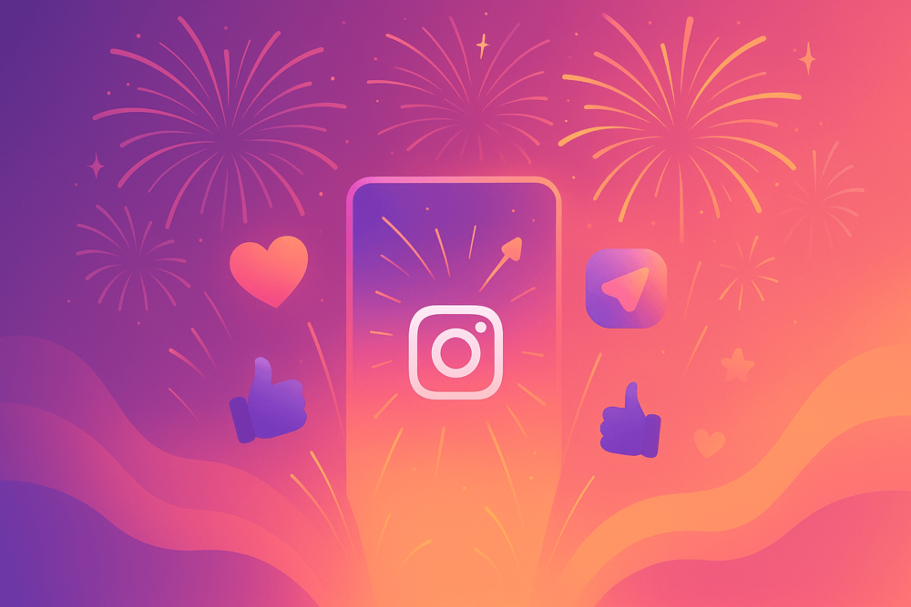 Instagram fireworks celebration illustration