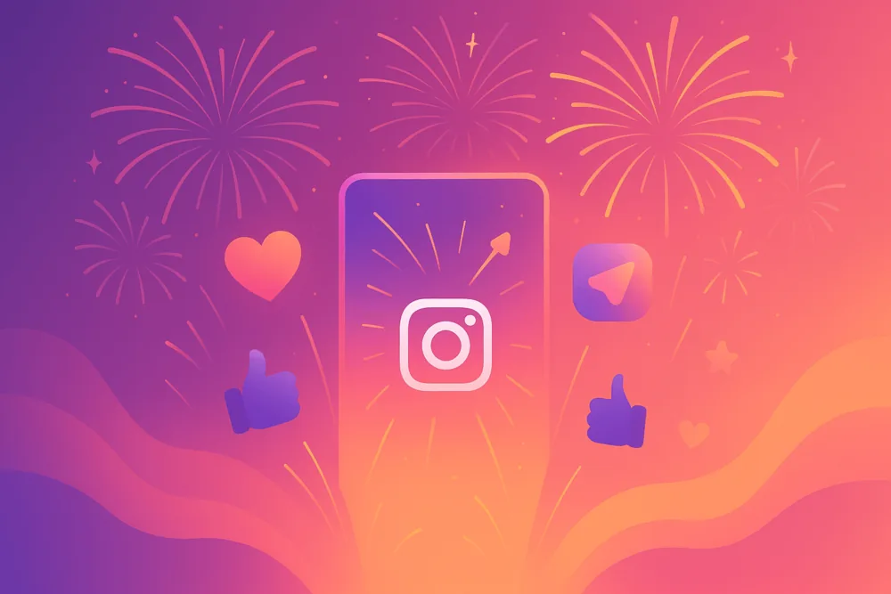 Instagram fireworks celebration illustration