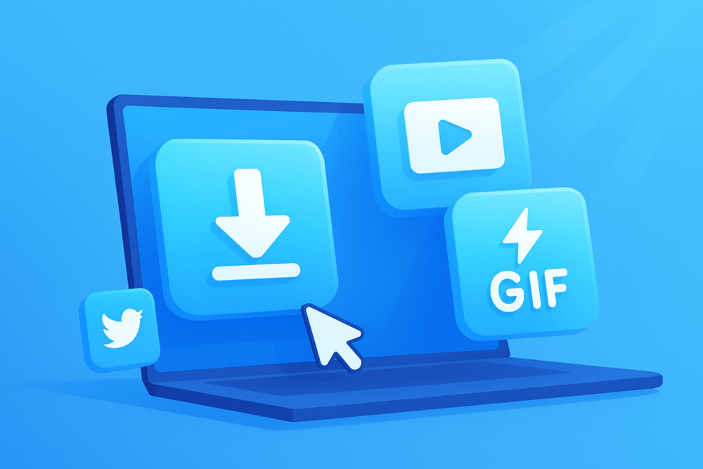 Computer screen with a cursor over a looping Twitter video and missing download option, symbolizing why you can’t right-click to save GIFs.
