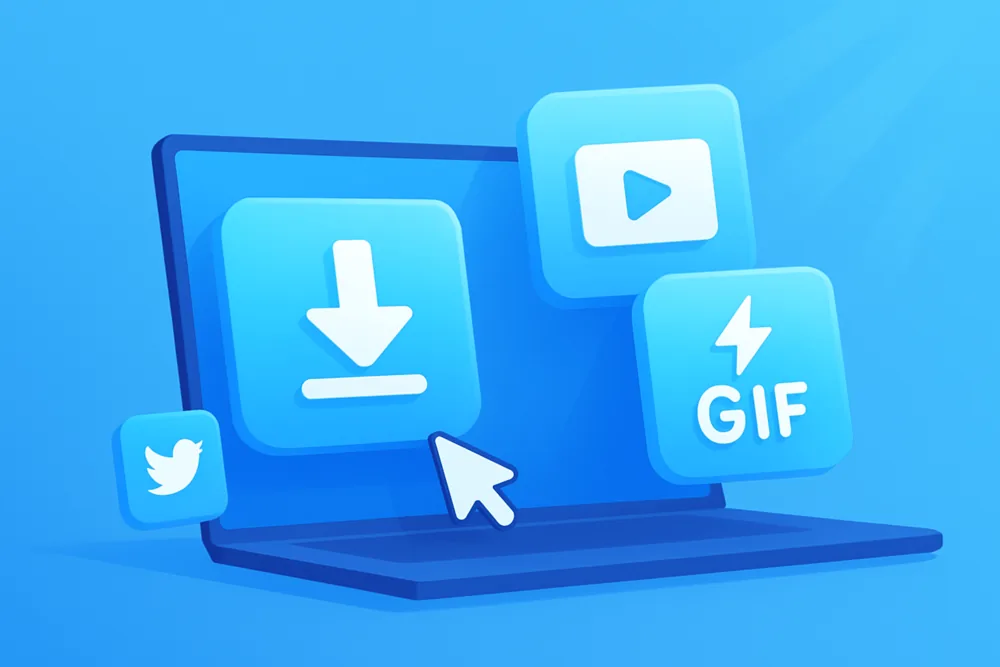 Computer screen with a cursor over a looping Twitter video and missing download option, symbolizing why you can’t right-click to save GIFs.
