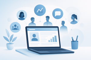 LinkedIn Premium concept illustration showing networking and profile insights.