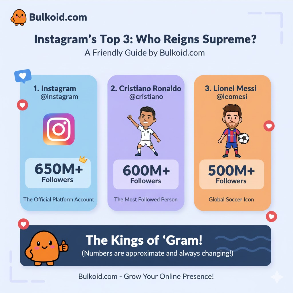 who has the most Instagram followers - Bulkoid Infographic