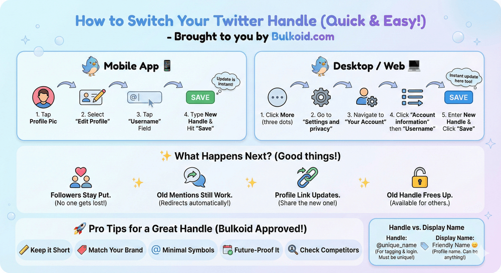 How to change Twitter handle infographic