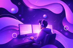 Abstract Twitch-inspired illustration representing subscription pricing, tiers, and streamer earnings