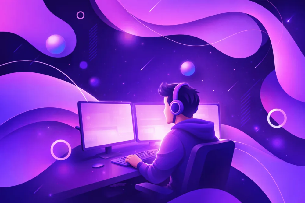 Abstract Twitch-inspired illustration representing subscription pricing, tiers, and streamer earnings