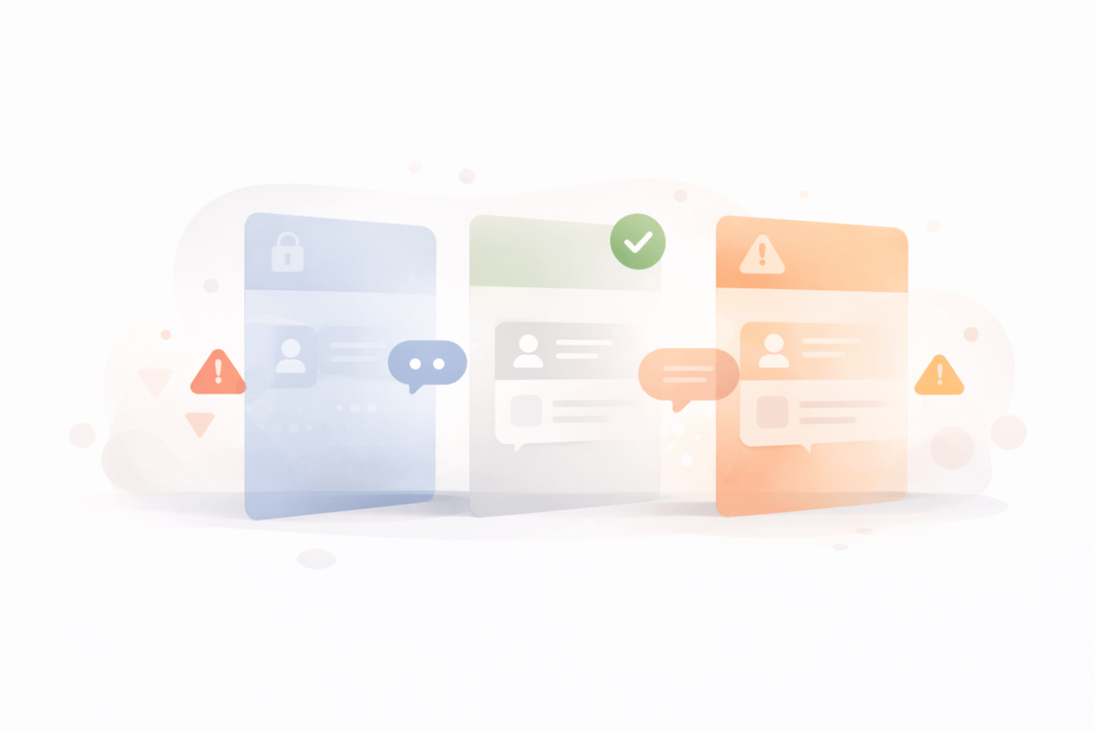 Illustration showing content being filtered to represent Reddit rules and moderation decisions