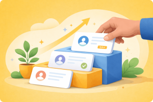 Illustration representing updating a LinkedIn profile after a job promotion in a clear and professional way