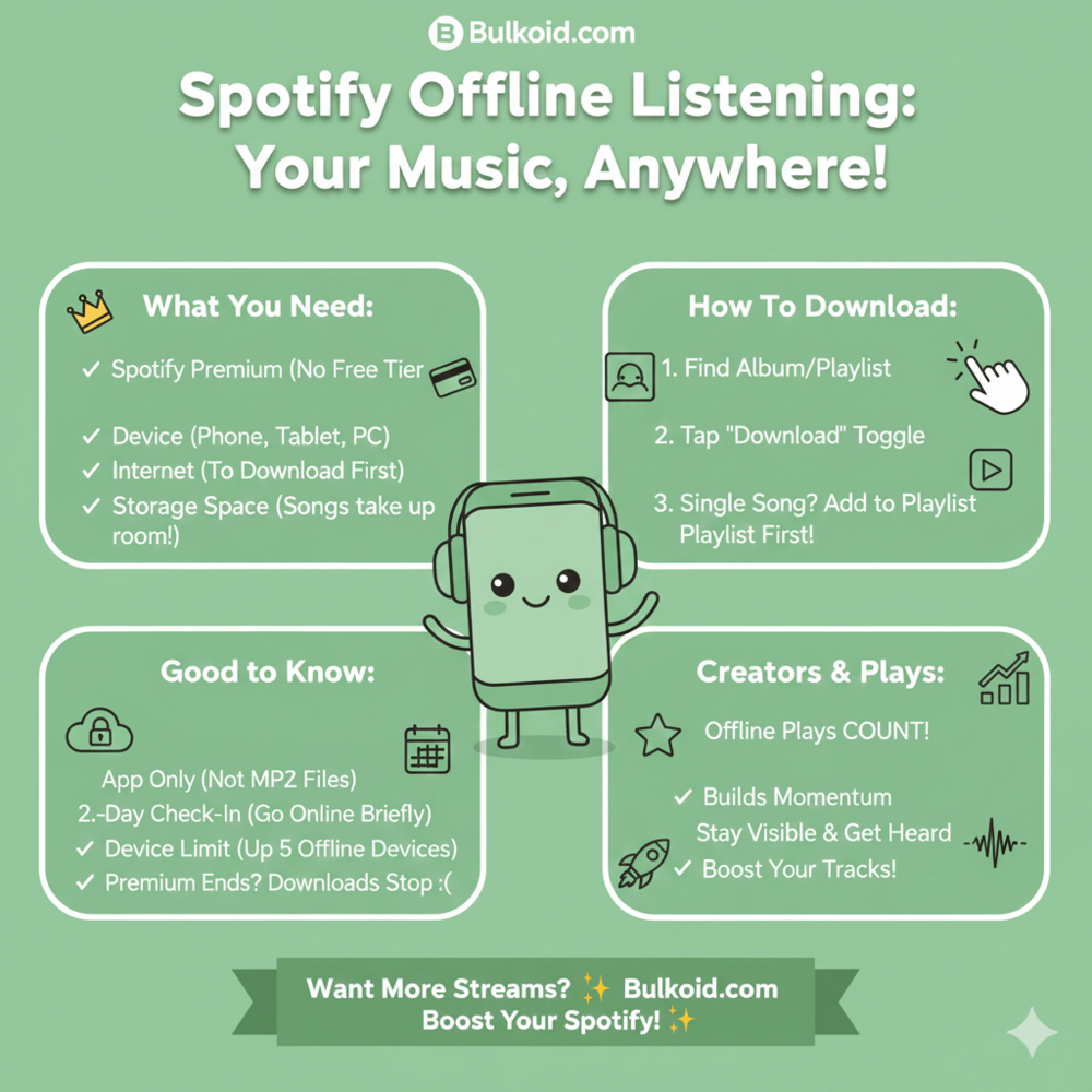 How to Download Songs on Spotify - Bulkoid Infographic