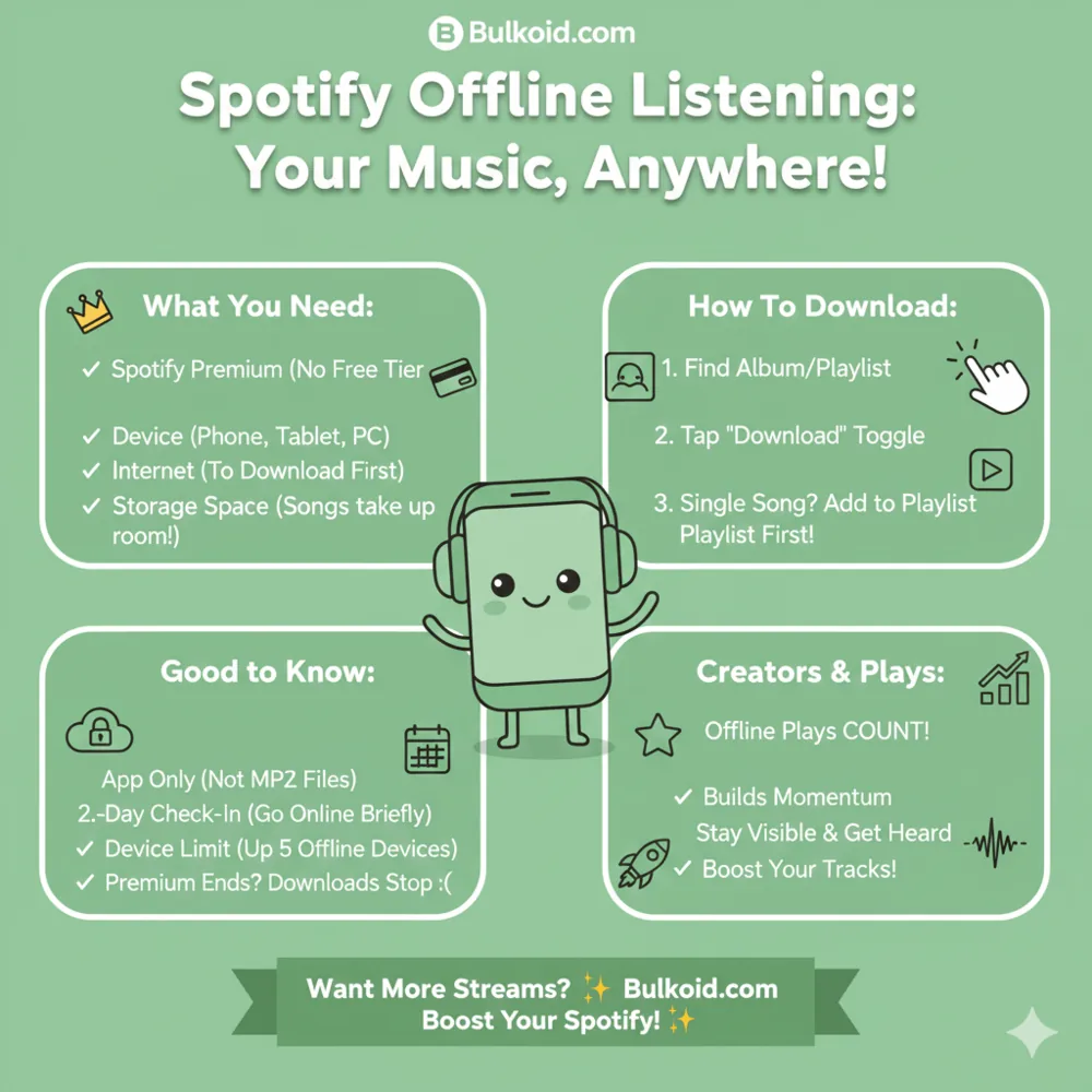 How to Download Songs on Spotify - Bulkoid Infographic