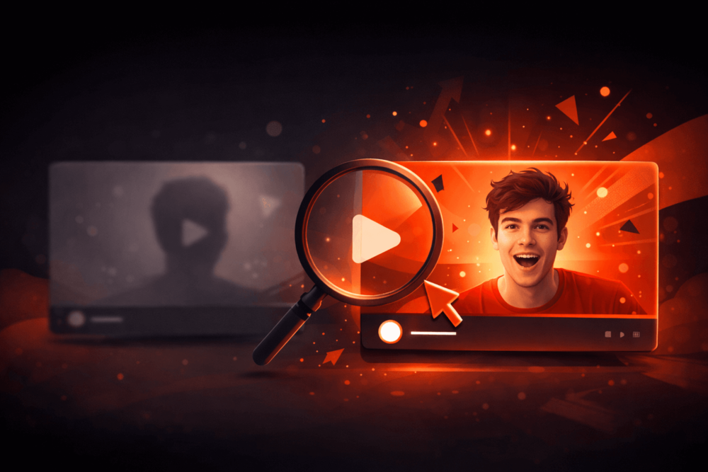 Visual comparison of optimized and unoptimized YouTube thumbnails, showing how clear titles and strong visuals help videos stand out and get more clicks.