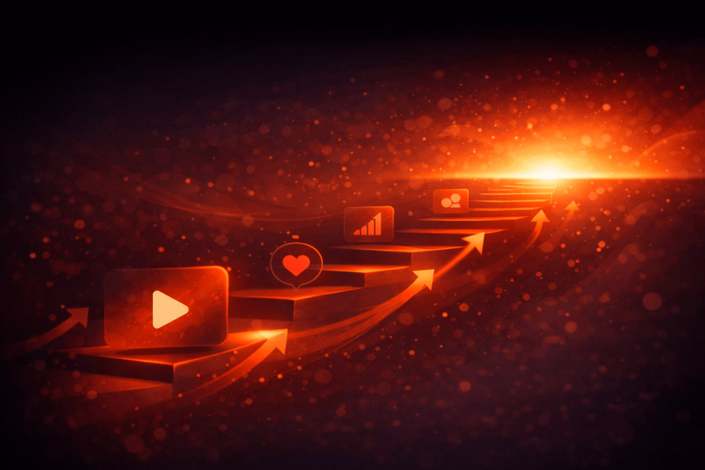 Illustration representing steady YouTube growth over time through consistent effort, optimization, and long-term strategy.