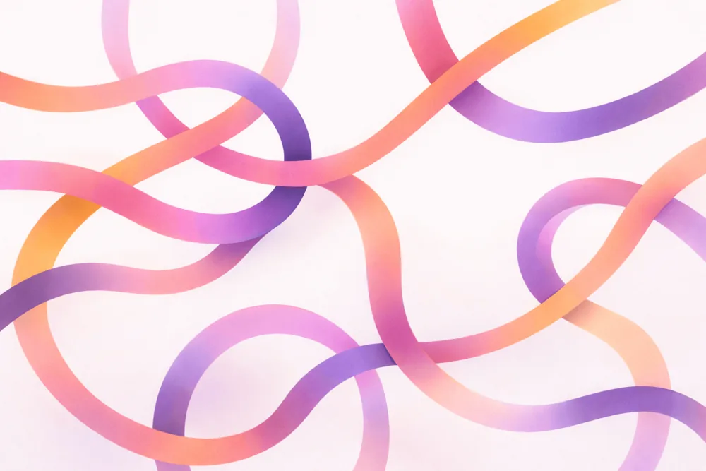 Abstract illustration showing flowing shapes that represent conversations and real-time interaction on the Threads social platform.