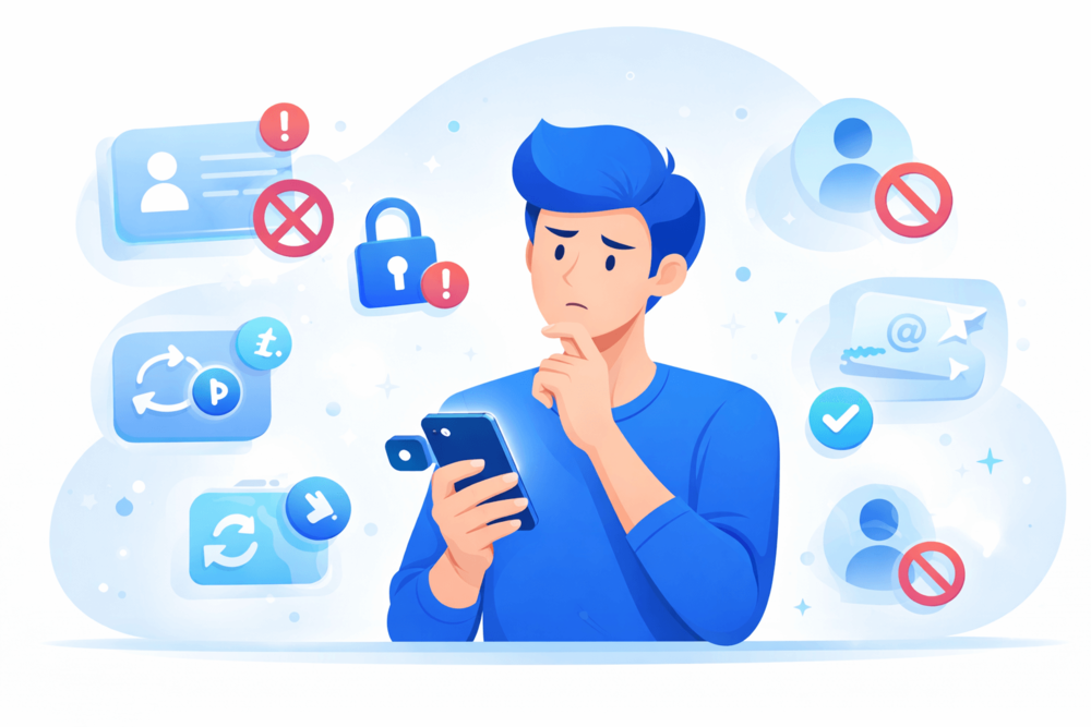 Illustration showing common reasons why someone cannot be added on Telegram, including privacy settings, contact syncing issues, and blocked accounts.