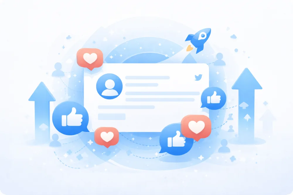 Illustration showing a Twitter post gaining likes and engagement, representing increased visibility and momentum for public tweets