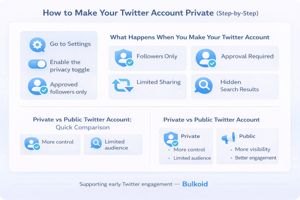 How to make Twitter account private - Bulkoid Infographic
