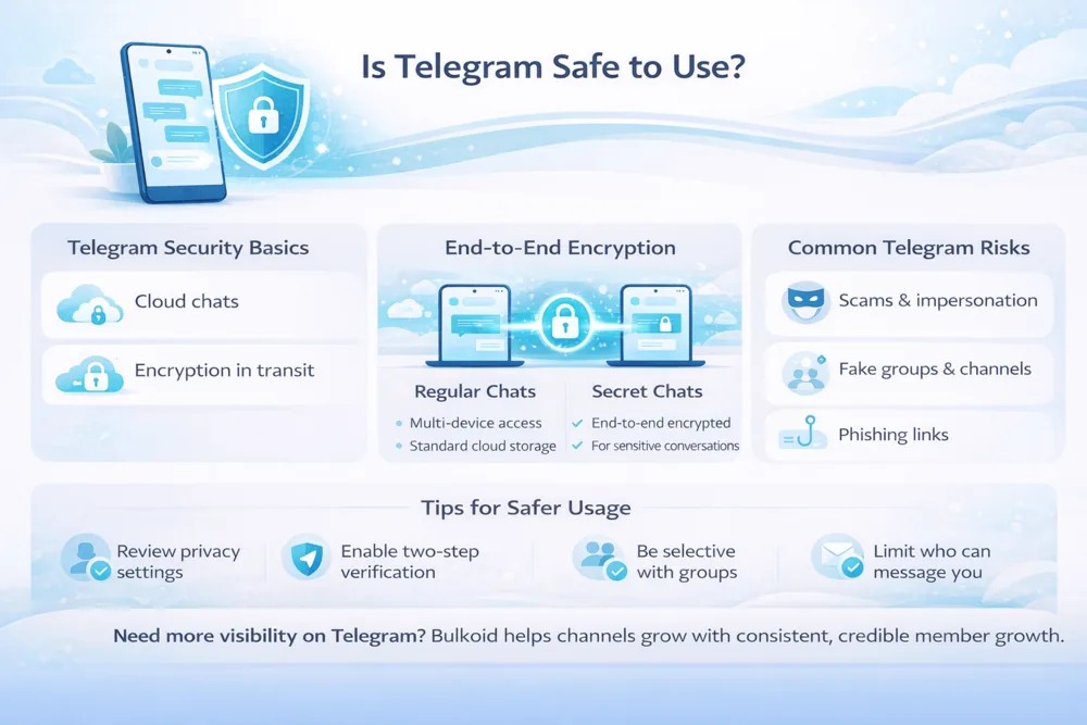 Is Telegram Safe to Use - Bulkoid Infographic