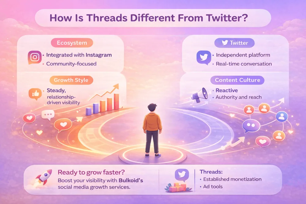 How Is Threads Different From Twitter - Bulkoid Infographic