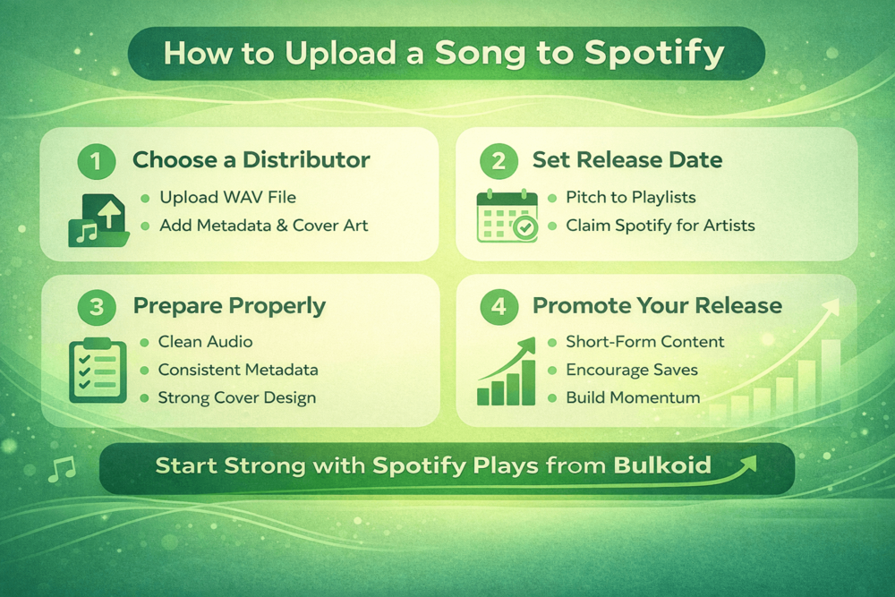How to Upload a Song to Spotify - Bulkoid Infographic