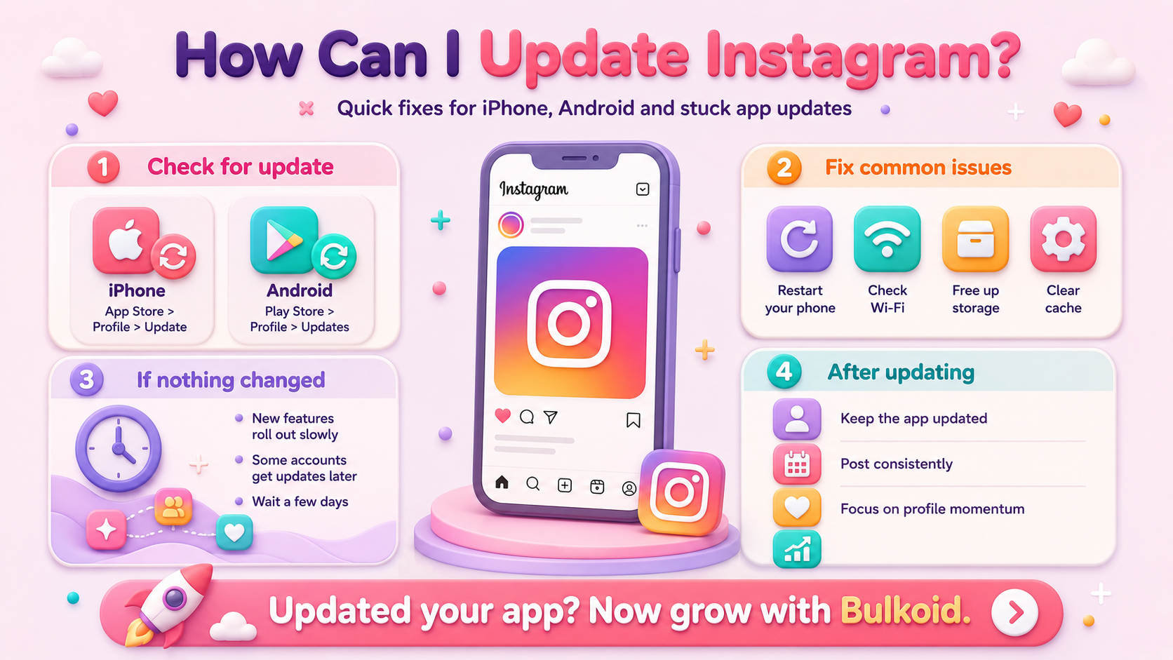 How Can I Update Instagram - Bulkoid Infographic