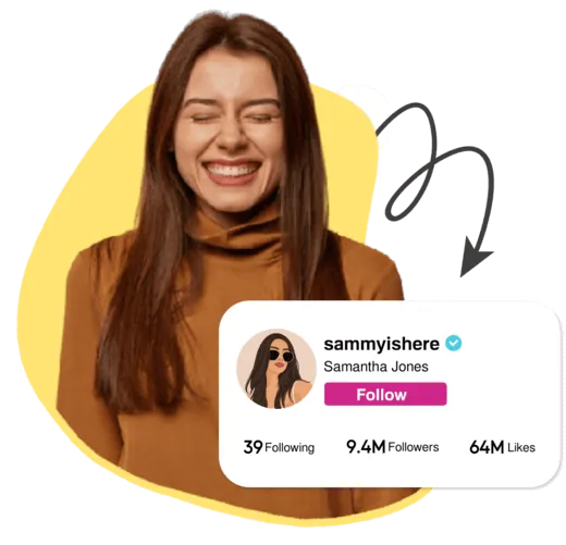 woman smiling because her tiktok account became famous