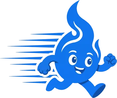 Bulkoid mascot dashing with speed lines